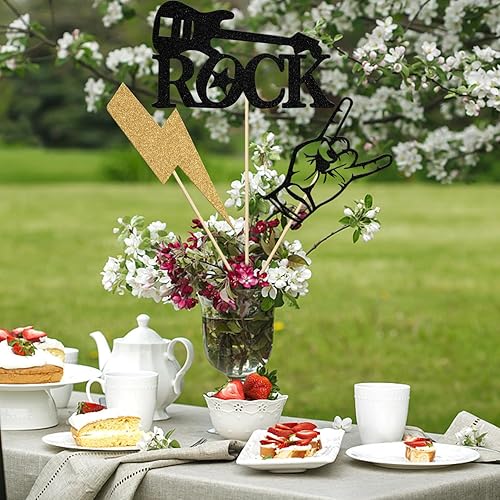 Miniatura 4 de Palitos musicales de centro de mesa de rock & roll, decoraciones de cumpleaños con temática musical, Born To Rock, 80 y 90 con temática de música