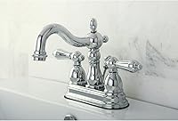 Vista 3 de Kingston Brass KB1601AL Heritage - Grifo central de 4 pulgadas con mango de palanca de metal, cromo pulido