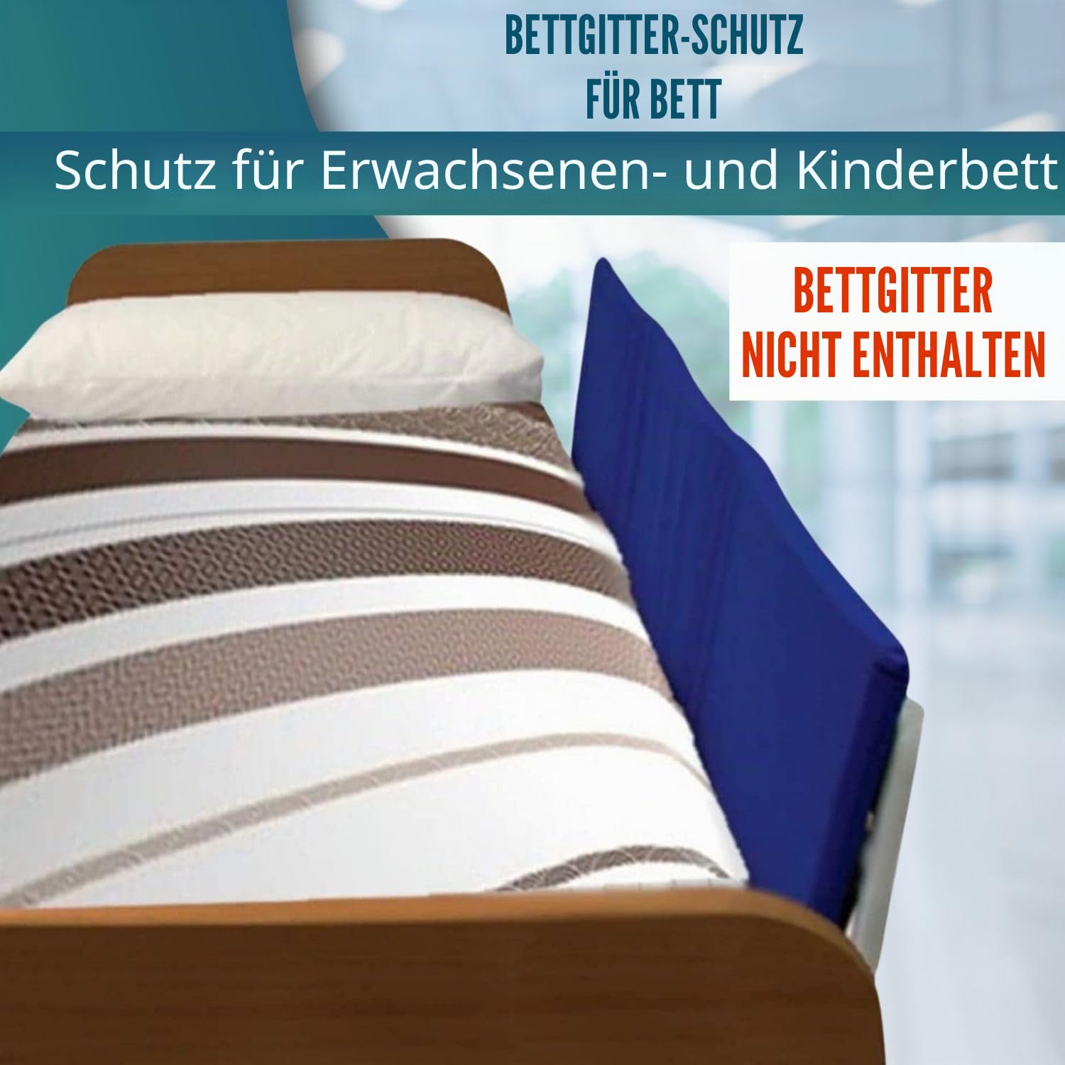 OrtoPrime Geländerschutz für Betten Erwachsene und Kinder, orthopädische Sicherheitsbarriere für Betten, Geländerschutz, Barriere Nicht im Lieferumfang enthalten