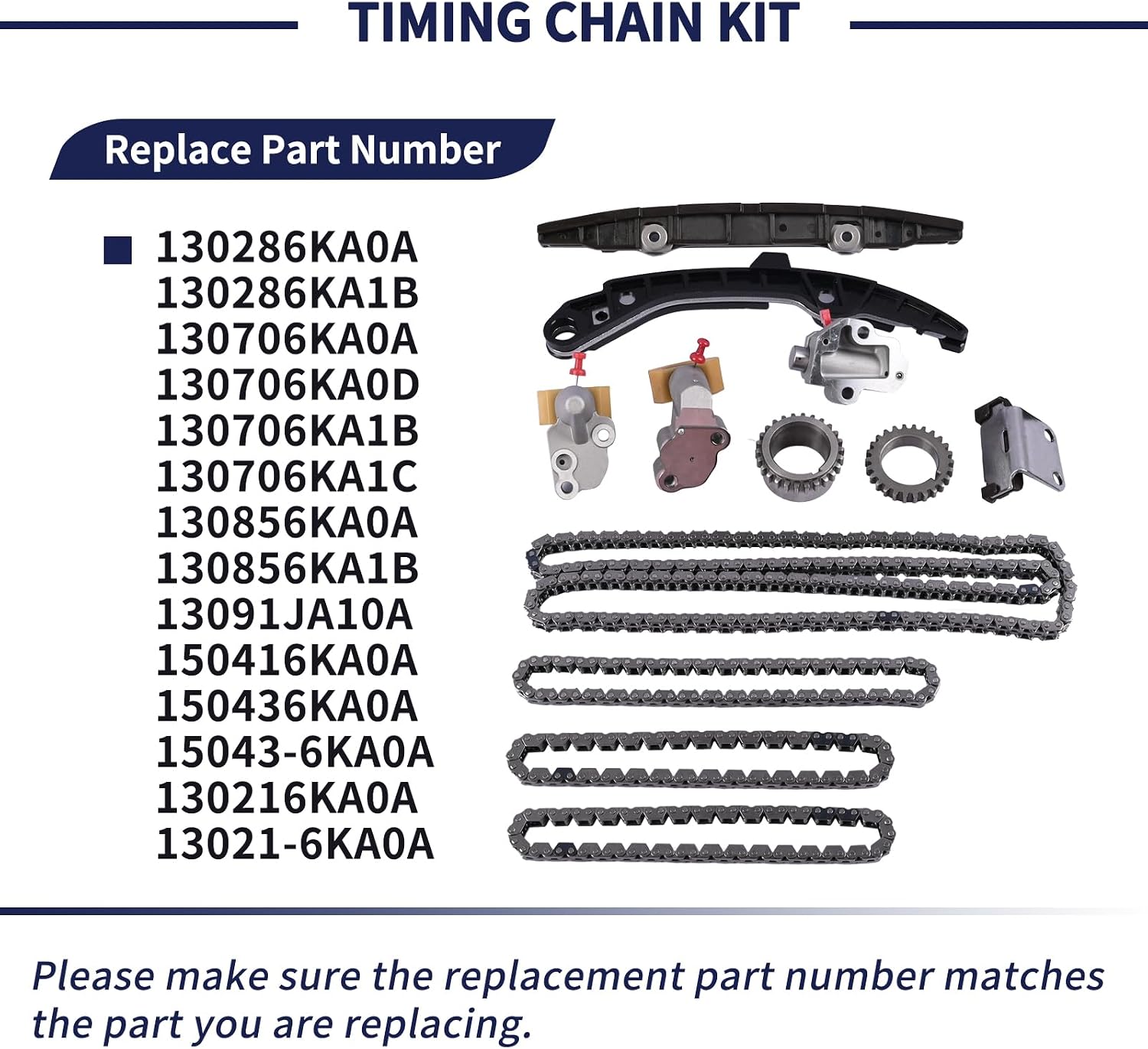 Timing Chain Kit 130286KA0A 130286KA1B Compatible with Nissan Pathfinder Infiniti QX60 2017-2024 3.5L V6 Engine VQ35DD