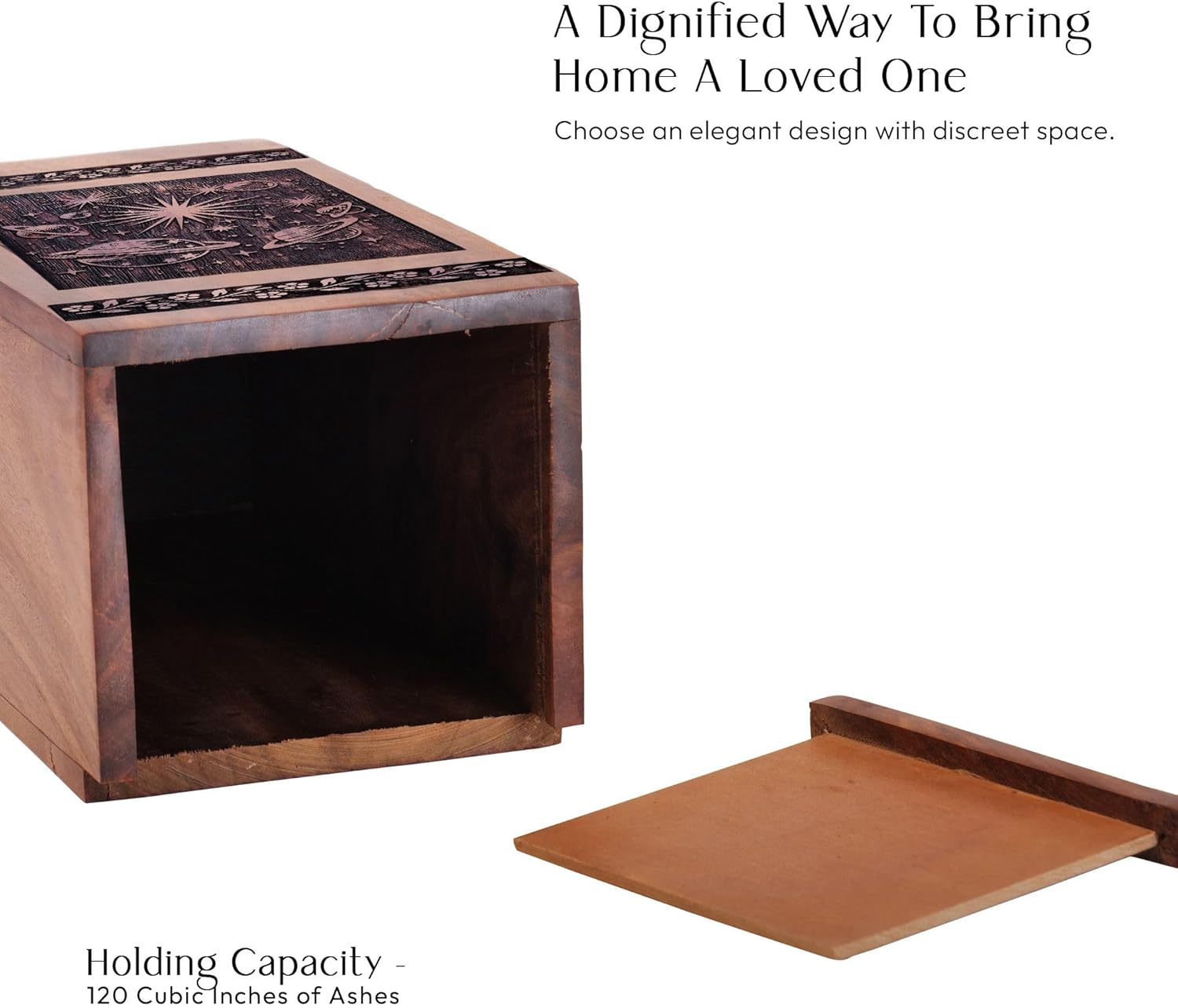 Wood Box - Constellations Cremation Urns for Women and Men - Burial Urns for Adult Human Female - Small Urn for Ashes Adult Male - Human Urns for Ashes Dad - Wooden Urn for Mom - 5x3inch Urn
