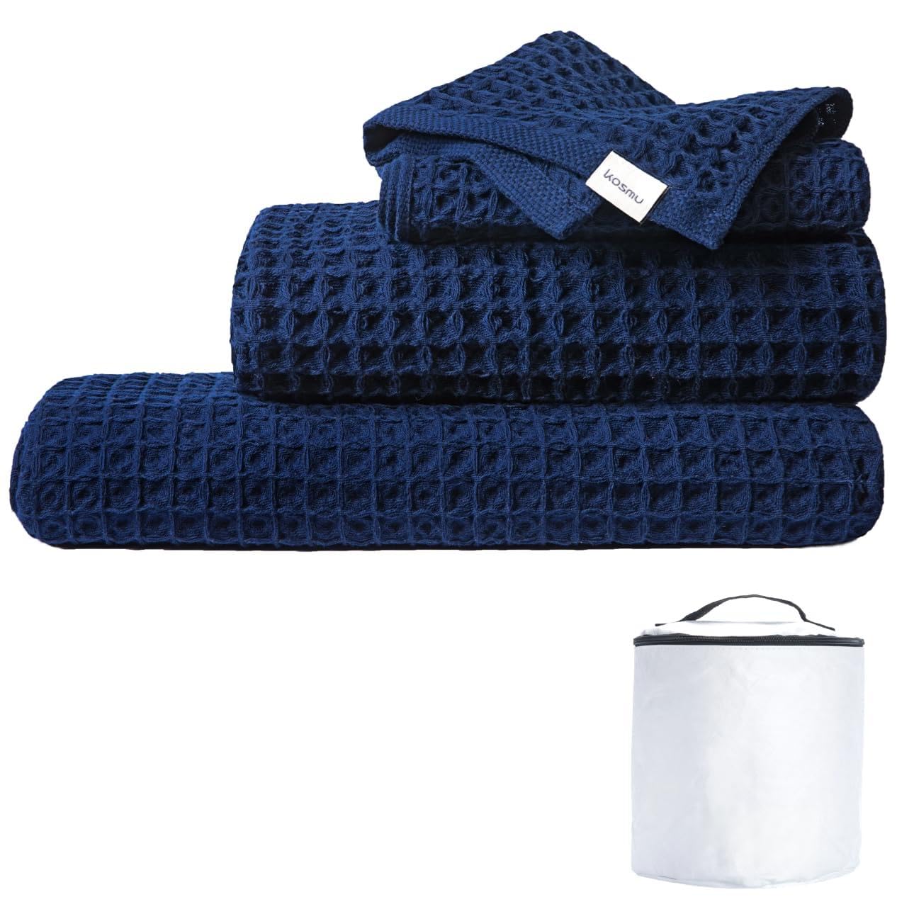 KOSMU Luxury Organic Japanese Cotton Waffle Bath Towel | Thick, Absorbent, Quick Dry Bathroom Towels for Shower, Sauna, Onsen| Hotel & Spa Quality,