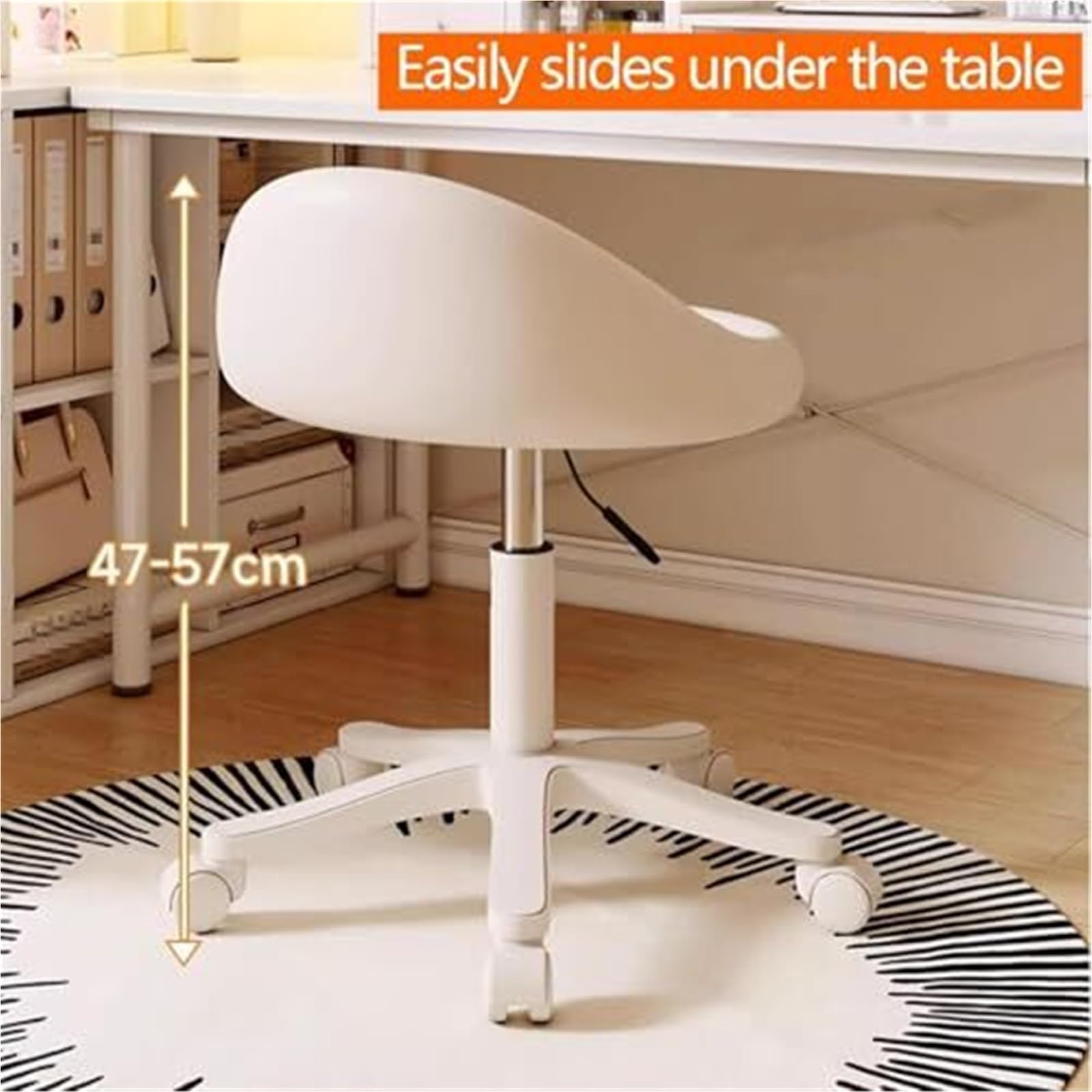 Taburete rodante Ajustable con Respaldo - Comodidad for peluqueros y Trabajos en Altura de mostrador - Ideal for largas Horas Sentado(Beige)