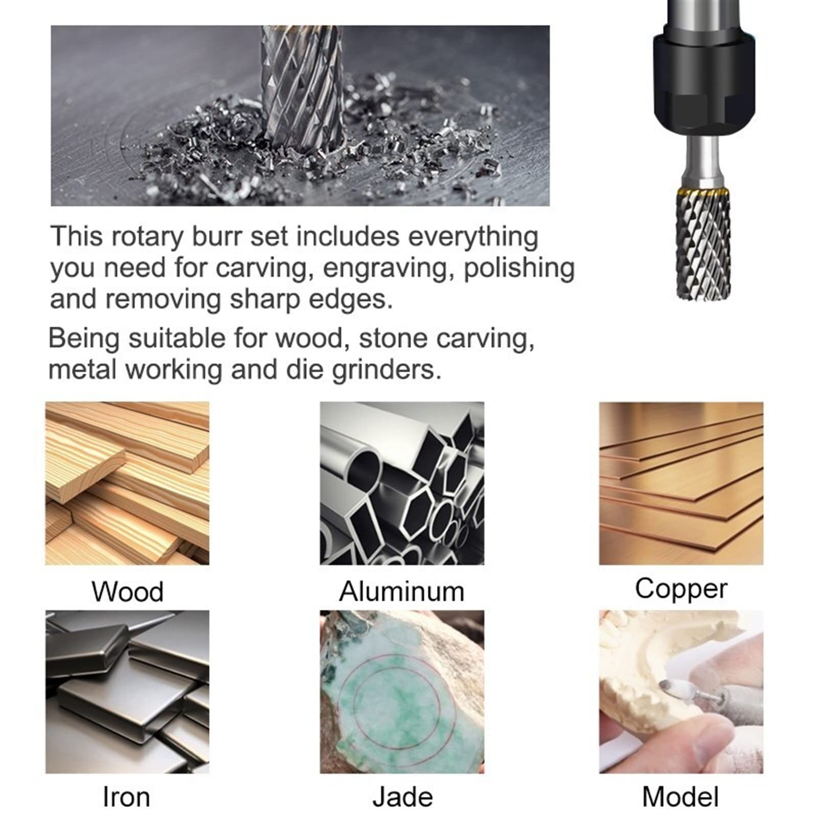 Fresa In Metallo Duro, Diametro Gambo 6 Mm Fresa A Cono - Foto 6