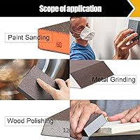 Vista 7 de Paquete de 8 bloques de lijado, esponja de lijado de ángulo simple y doble, lavable y reutilizable, bloque de lijado para madera, paneles de yeso