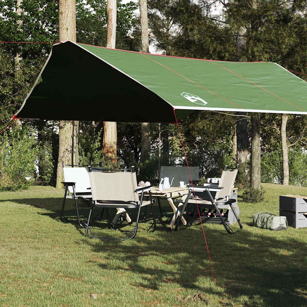 Lona de camping Tarp 420 x 440 cm de tejido Oxford resistente 210D para exteriores, incluye bolsa de transporte, para senderismo, excursiones y accesorios de camping