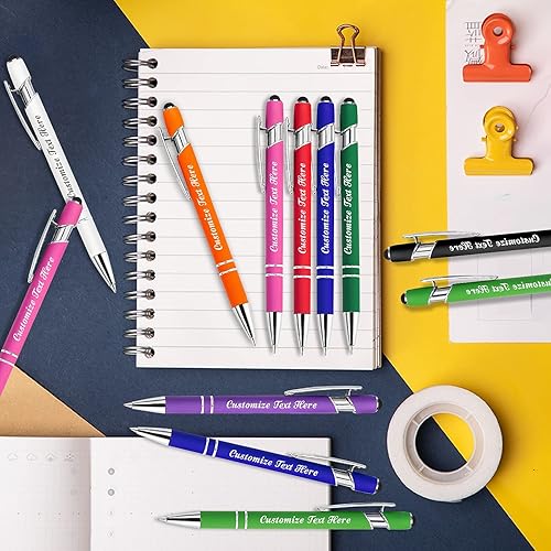 Miniatura 5 de MOUZYLCASE 12 bolígrafos personalizados con nombre, bolígrafos de tinta personalizados con nombre de empresa, nombre grabado para mujeres y hombres,