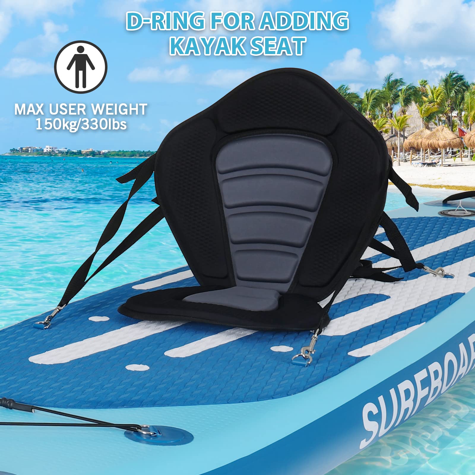 YUSING Paddleboard, 11' Inflatable SUP with Kayak Seat, Blue (PVC