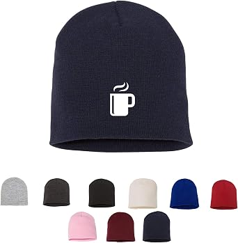Tech Design Cup of Coffee Knit Warm Winter Hat Embroidered Beanie