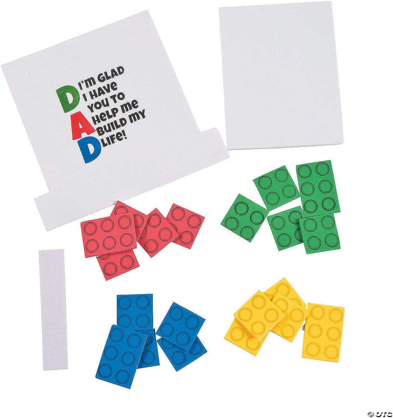 Fun Express Dad Brick Tabletop Picture Frame Craft Kit Makes 12 - DIY Fathers Day Crafts for Kids to Make, Foam Picture Frames to Decorate with Self-Adhesive Pieces, Classroom Group Crafts Ages 3-12