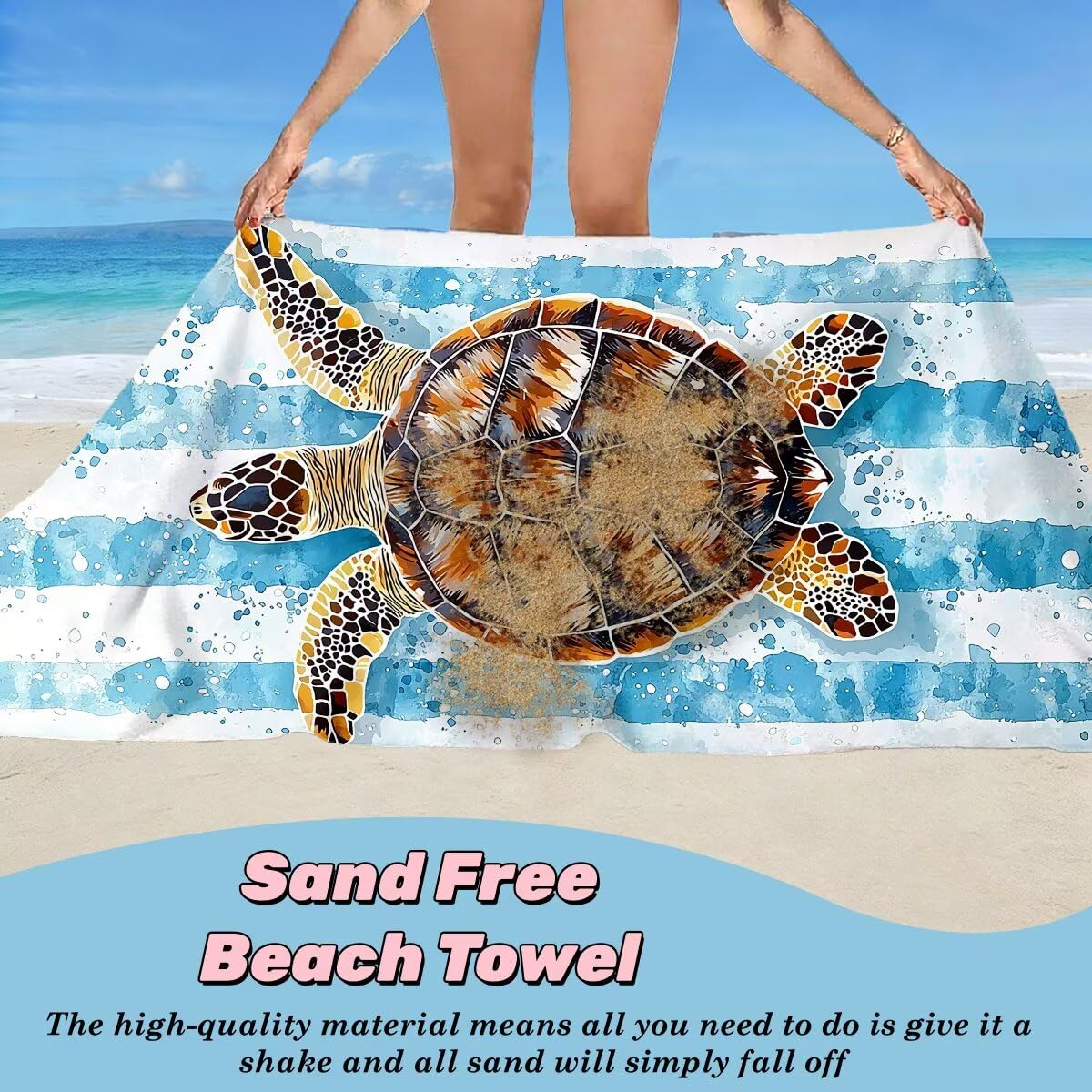 Serviette de Plage Microfibre, Lot de 2 Serviette de Bain Grande Taille 100x220 cm, Séchage Rapide Drap de Bain Tortue de mer, Anti Sable Serviettes de Plage, Fine Serviettes Microfibre Sport -4634
