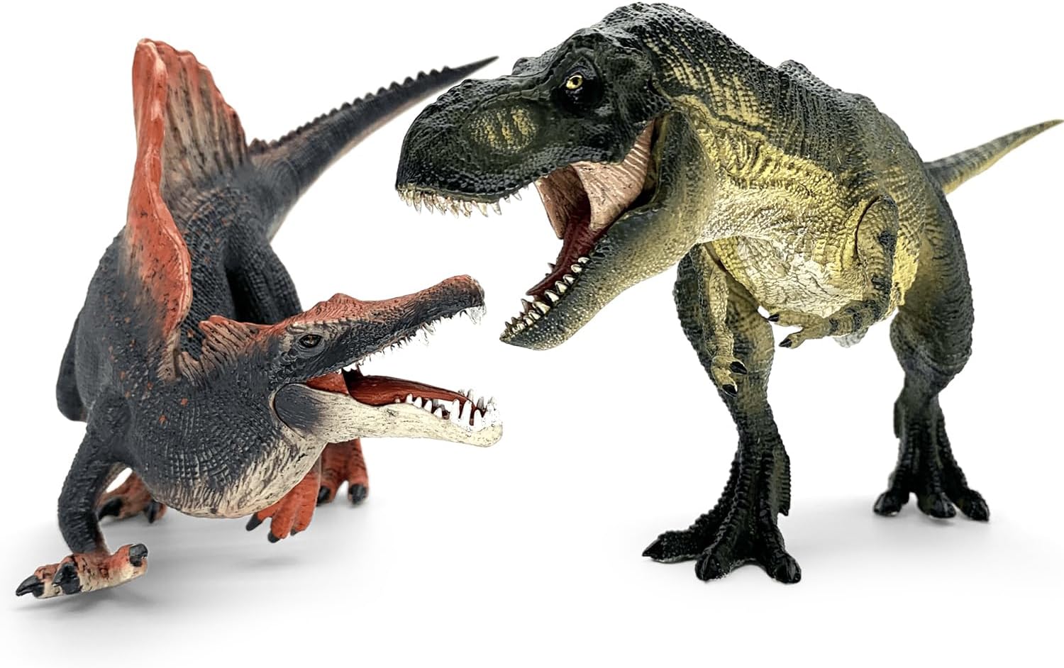 Realistic 15" Large Tyrannosaurus Rex & Spinosaurus Dinosaur Action Figures with Movable Jaws – Gift for Birthdays, Collectibles, Cake Toppers, Party Decor & Room Decor for Kids Ages 3-12 (2 PCS)