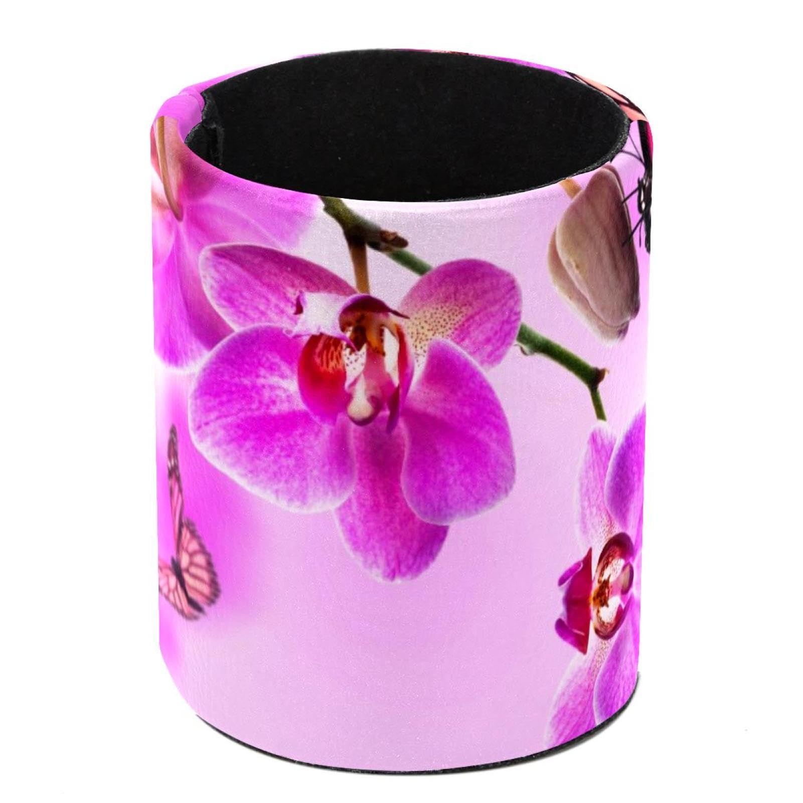 Eslifey Pen Holder Round Pencil Holder for Desk, Purple Monarch Butterfly Flower Pen Pot Pen Cup Makeup Brushes Holder Stand Display Desk Stationery Organiser for Home Office School — image 1