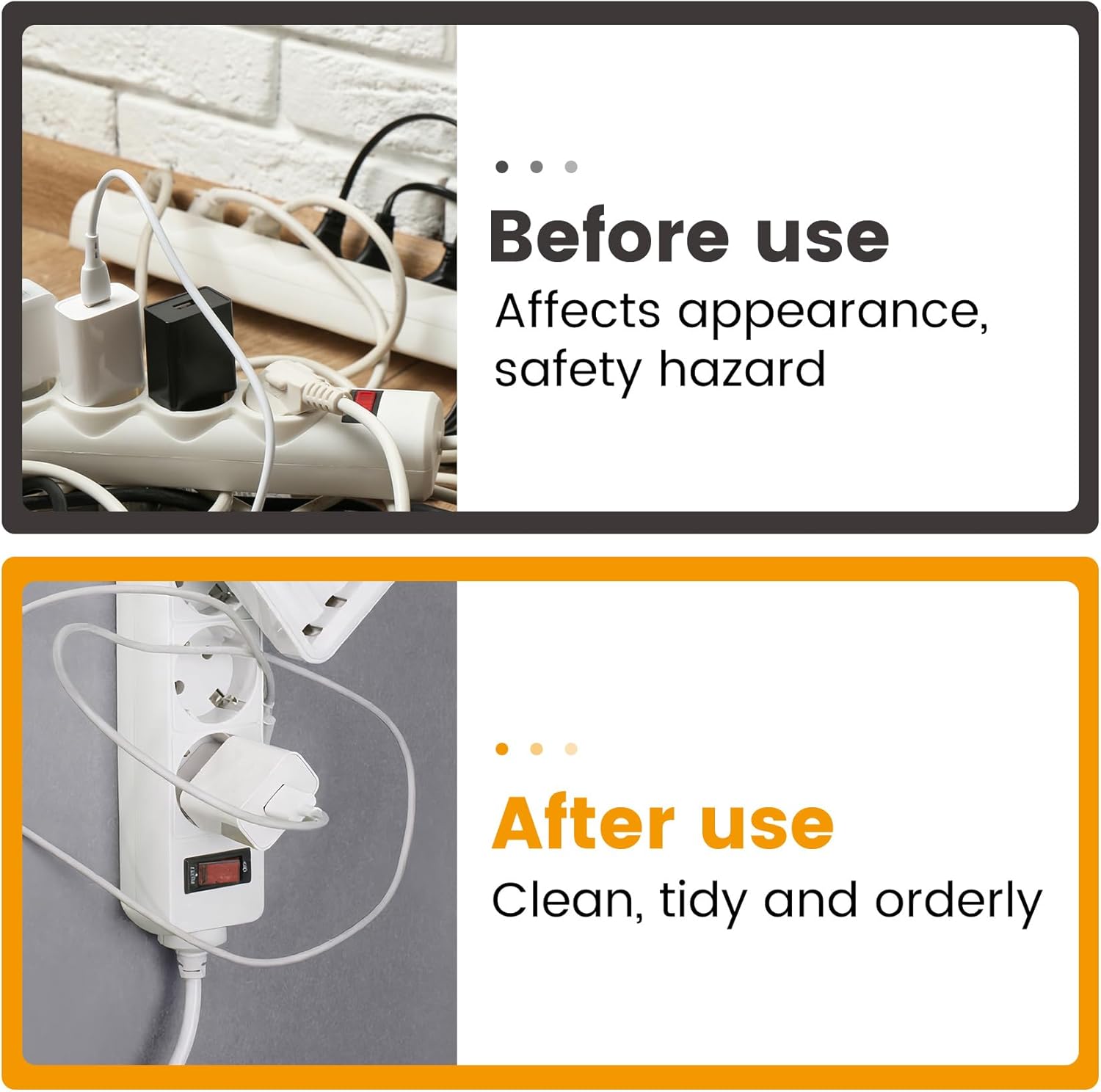 12pcs Self-Adhesive Power Strip Holder, White No Pre-drilled Desktop Socket Fixer, Wall Mount Desktop Power Stirp Holder for Home Office Computer Kitchen