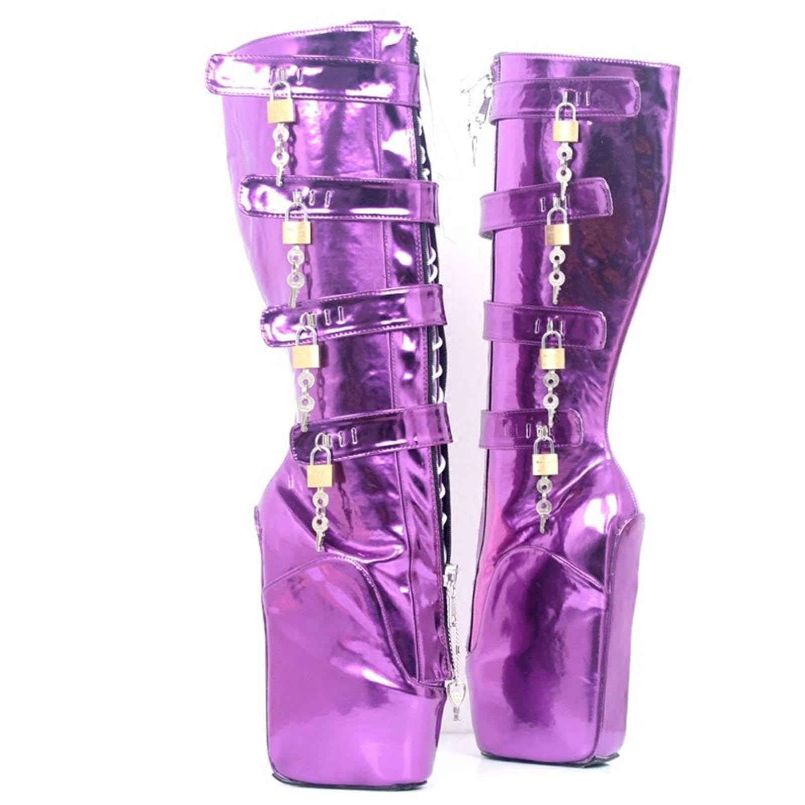 Tacchi Donna Tacchi Alti 18cm Stivali con Tacco Super Alto più Dimensioni Prestazioni di Scena,Purple-45