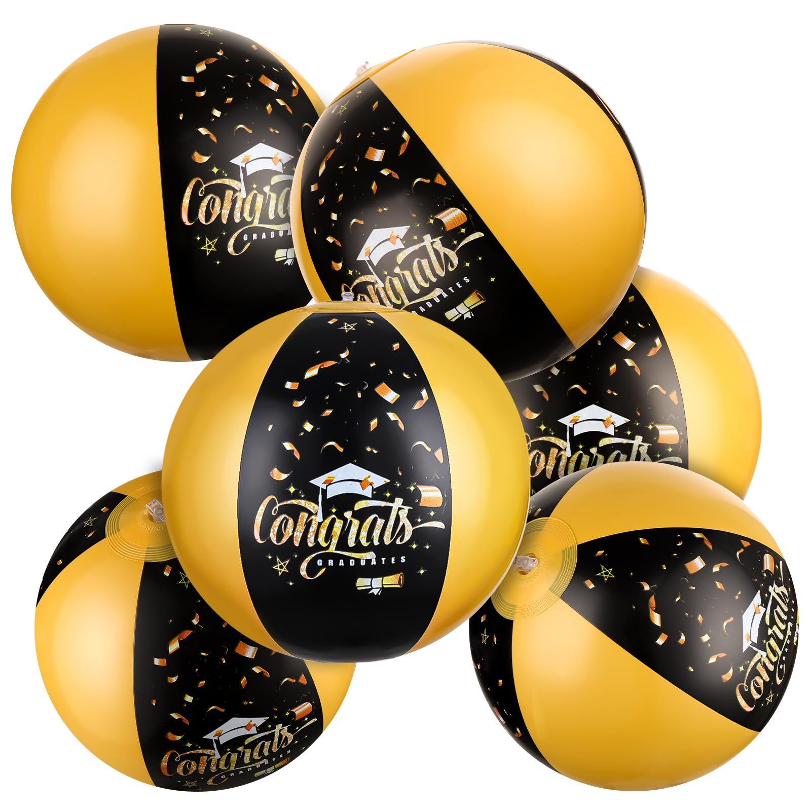 SCIONE 6PCS Bola de Graduación Juguetes de Playa Hinchables Regalos de Graduación para Piscina Fiesta en la Playa Juegos Acuáticos Pelotas de Playa Hinchables para Niños Graduados
