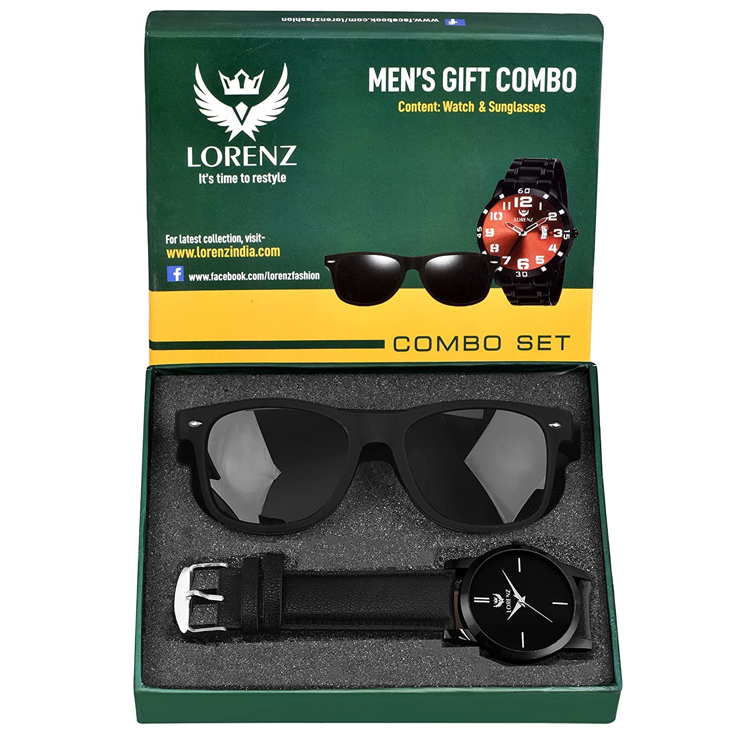 Analogue Black Dial Watch & Black Sunglasses Gift Box Combo for Men & Boys | CM-103SN-VAR-image-1