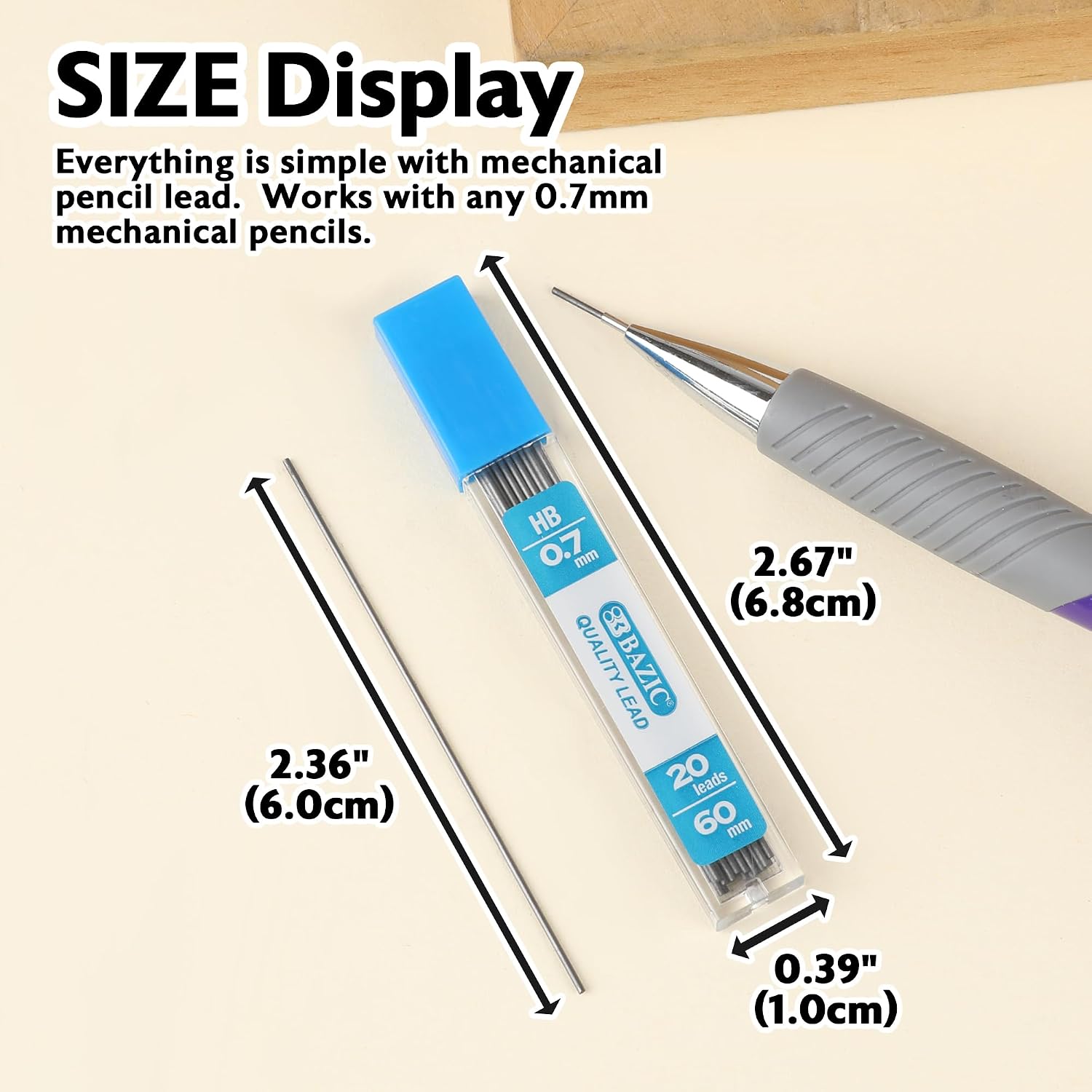 BAZIC Mechanical Pencil Lead Refills HB 0.7mm (160 Count/Pack), Pencil Lead Refill, 1-Pack