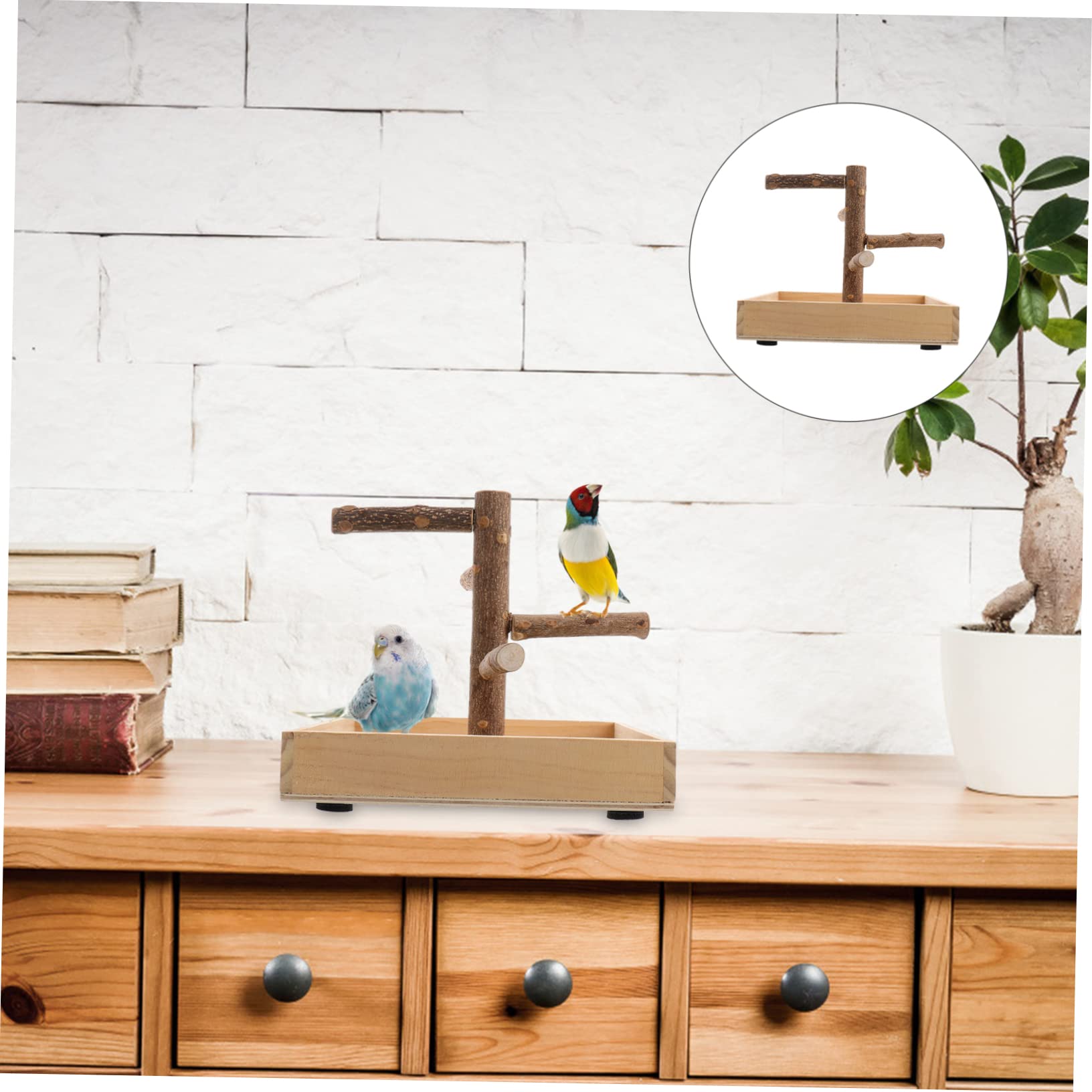 Percha de Madera para Pájaros, Puesto de Entrenamiento Portátil Beige | Percha Pájaros, Soporte de Juego Portátil, Juguete de Madera para Ejercicios de Aves Pequeñas