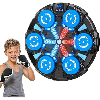 GeschenPark Children's Music Boxing Machine with Gloves, Bluetooth Music &amp; LED Lights - 4 Game Modes, Wall Box Toy for Boys 3