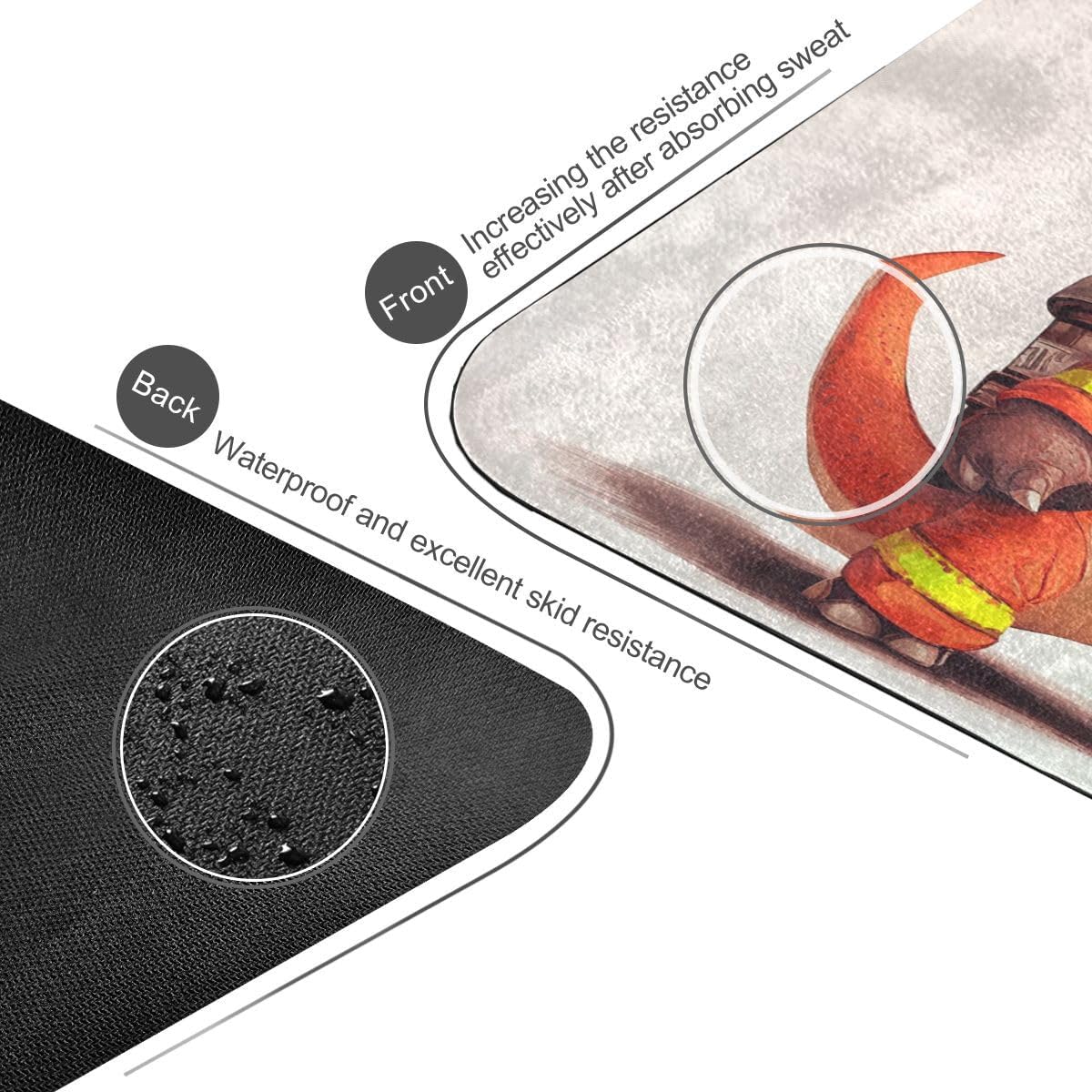 ALAZA Fire Fighter Dinosaur Yoga Mat Non Slip Fitness Exercise Mat, Workout Mat for Yoga, Pilates and Floor Exercises