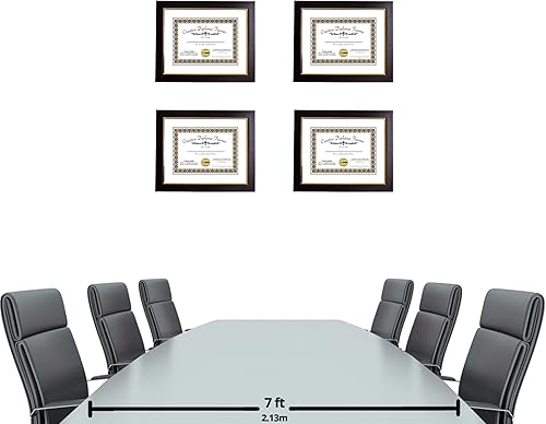 Vista 6 de Creative Picture Frames Marco de diploma de caoba de 10 x 13 con borde dorado, incluye caballete de vidrio blanco y ganchos de pared instalados