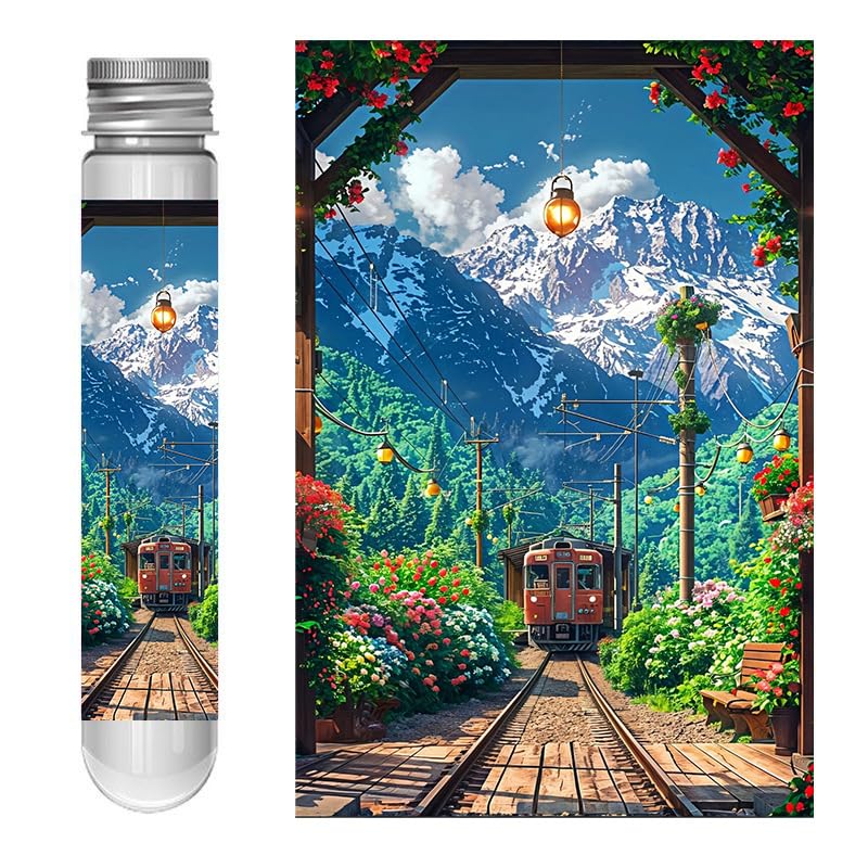 Mini rompecabezas de 150 piezas para adultos, tamaño de viaje en tubo impermeable, rompecabezas de bolsillo para noche de juegos, avión, viajes en coche y decoración del hogar miniatura 1