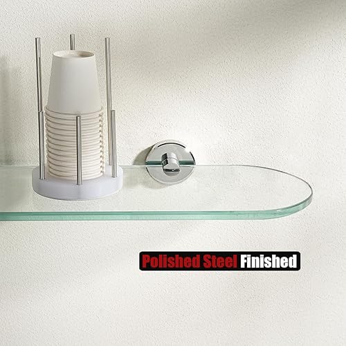 Miniatura 7 de JQK Estante de cristal para baño cromado, almacenamiento de ducha de vidrio templado de 20 x 5 pulgadas, montaje de pared cromado pulido de acero