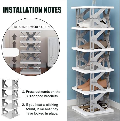 Miniatura 5 de Zapatero plegable de 6 niveles para ahorrar espacio, instalación gratuita, organizador vertical de zapatos para dormitorio, entrada, armario, sala