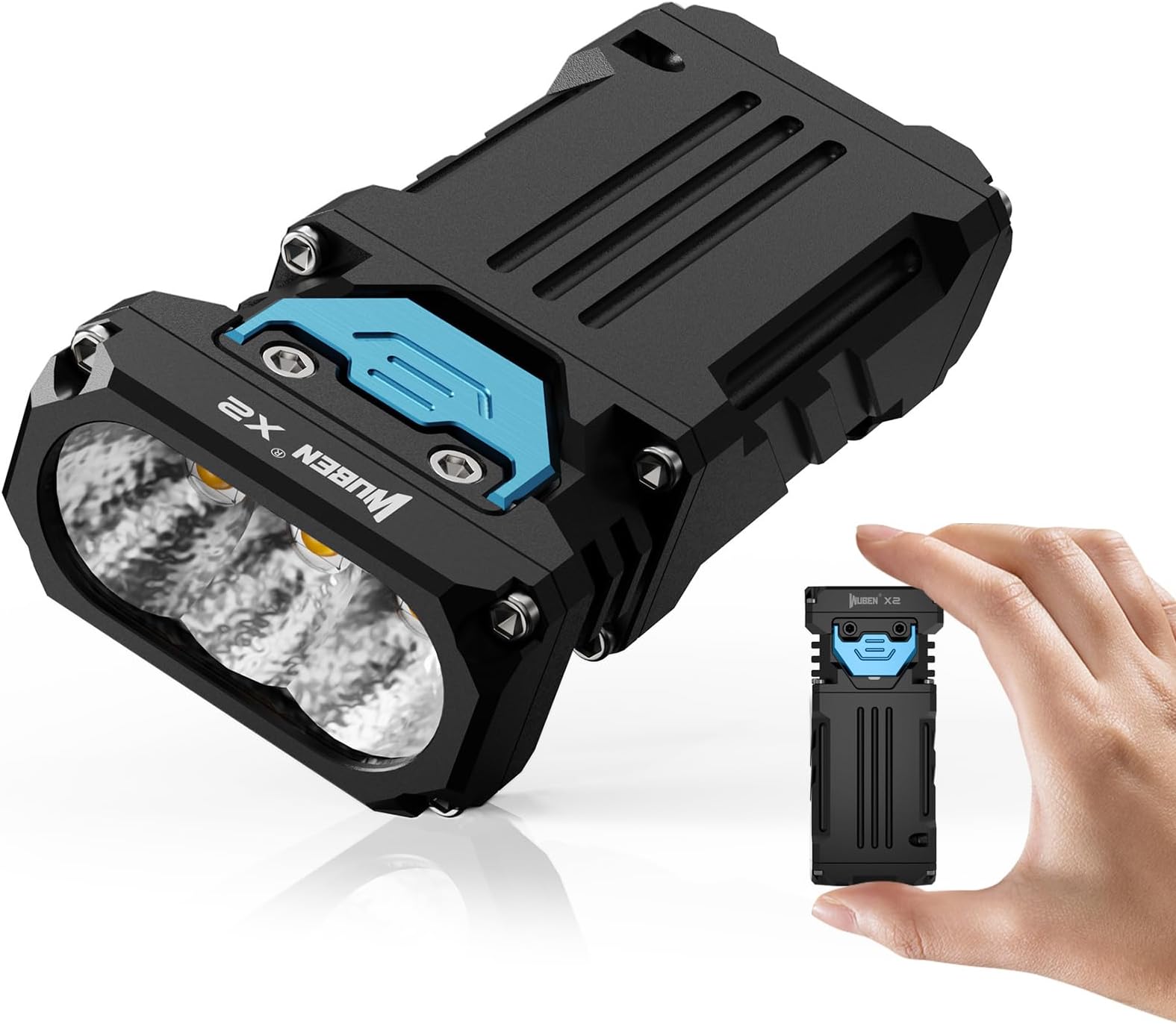 WUBEN X2 Rechargeable EDC Flashlights, 2500 Lumens Super Bright Small Handheld Pocket Flashlights, 6 Modes Powerful Mini Portable Flat Tactical Flashlights for Emergencies, Camping, Hiking (Black)