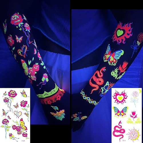 Miniatura 2 de 18 hojas de tatuajes temporales del día de los muertos, calavera de azúcar para adultos, esqueleto falso, rosas rojas, tatuajes de Halloween,