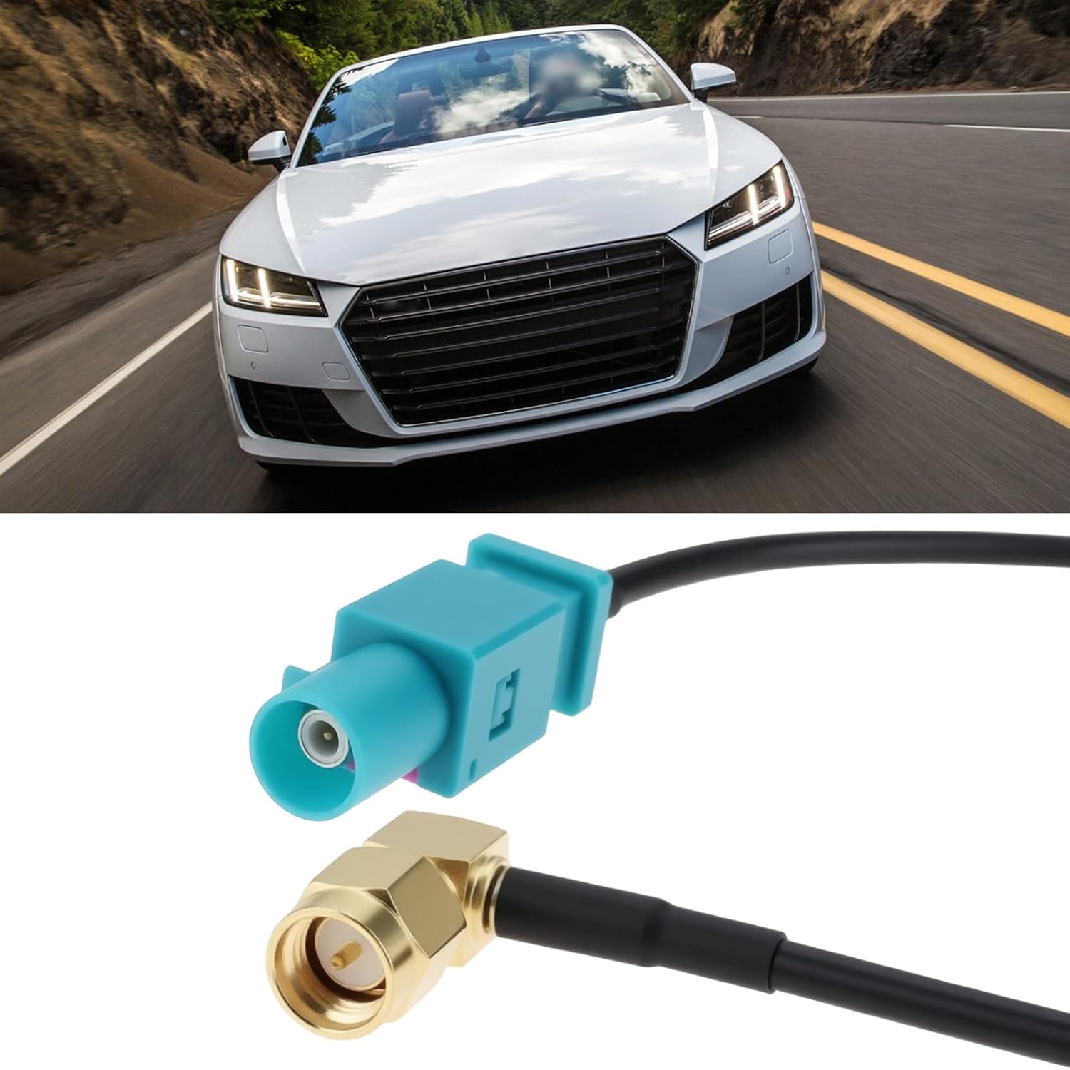 Fakra Z Male to 90 Degree SMA Male Car GPS Antenna Adapter Cable 15cm Wire
