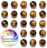 Vista 48 de NCB - 200 cuentas naturales, redondas y sueltas de lava volcánica negra natural de 0.32 pulgadas (8 mm), para joyería con espaciador y cordón