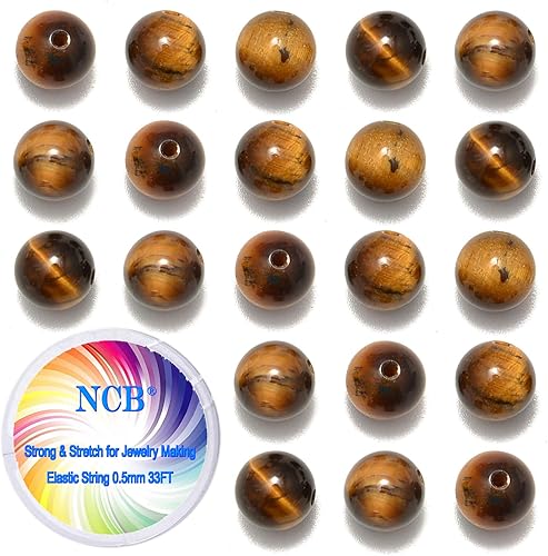 Miniatura 48 de NCB - 200 cuentas naturales, redondas y sueltas de lava volcánica negra natural de 0.32 pulgadas (8 mm), para joyería con espaciador y cordón