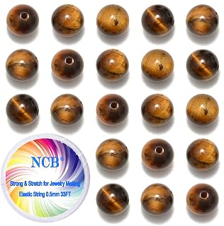 NCB 200PCS 8mm Natural Yellow Tiger's Eye Gemstone Round Spacer Loose Beads for Jewelry Making with Crystal Stretch Cord (Yellow Tiger's Eye, 8mm 200Beads)