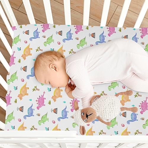 Miniatura 7 de Cartoon Dinosaur Crib Sheets - Stretchy Fitted Crib Sheets for Boys Girls, Unisex Cozy Baby Crib Sheet 28 x 52 x 9 Inches