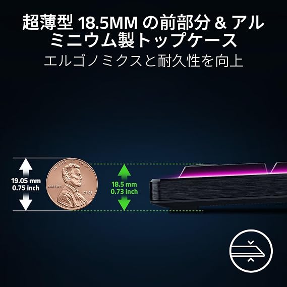 Razer BlackWidow V4 Low-profile HyperSpeed JP Orange Tactile Switch Gaming Keyboard, Wireless, Thin Orange, Tactile Switch, 2.4 GHz, Bluetooth, Ultra Thin, 0.7 inches 18.5 mm, Aluminum Top Case, Multi-Function Roller, 11 Control Buttons, Japanese Layout
