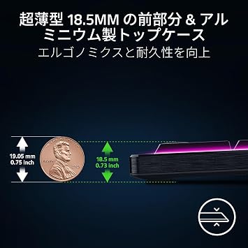 Razer BlackWidow V4 Low-profile HyperSpeed JP Orange Tactile Switch Gaming Keyboard, Wireless, Thin Orange, Tactile Switch, 2.4 GHz, Bluetooth, Ultra Thin, 0.7 inches 18.5 mm, Aluminum Top Case, Multi-Function Roller, 11 Control Buttons, Japanese Layout