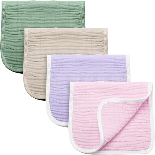 Miniatura 10 de Synrroe-Paños grandes de muselina para eructos, para bebés niñas y niños, baberos de muselina extraabsorbentes y suaves, 6 capas, 20 x 10 pulg, 100%