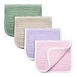Synrroe Burp Cloths Large, Muslin Burp Cloths for Baby Girls and Boys, Pack of 4 Extra Absorbent and Soft Muslin, 6 Layers 20 by 10 Inches 100% Cotton (Mix 4 Pack Pink Green)