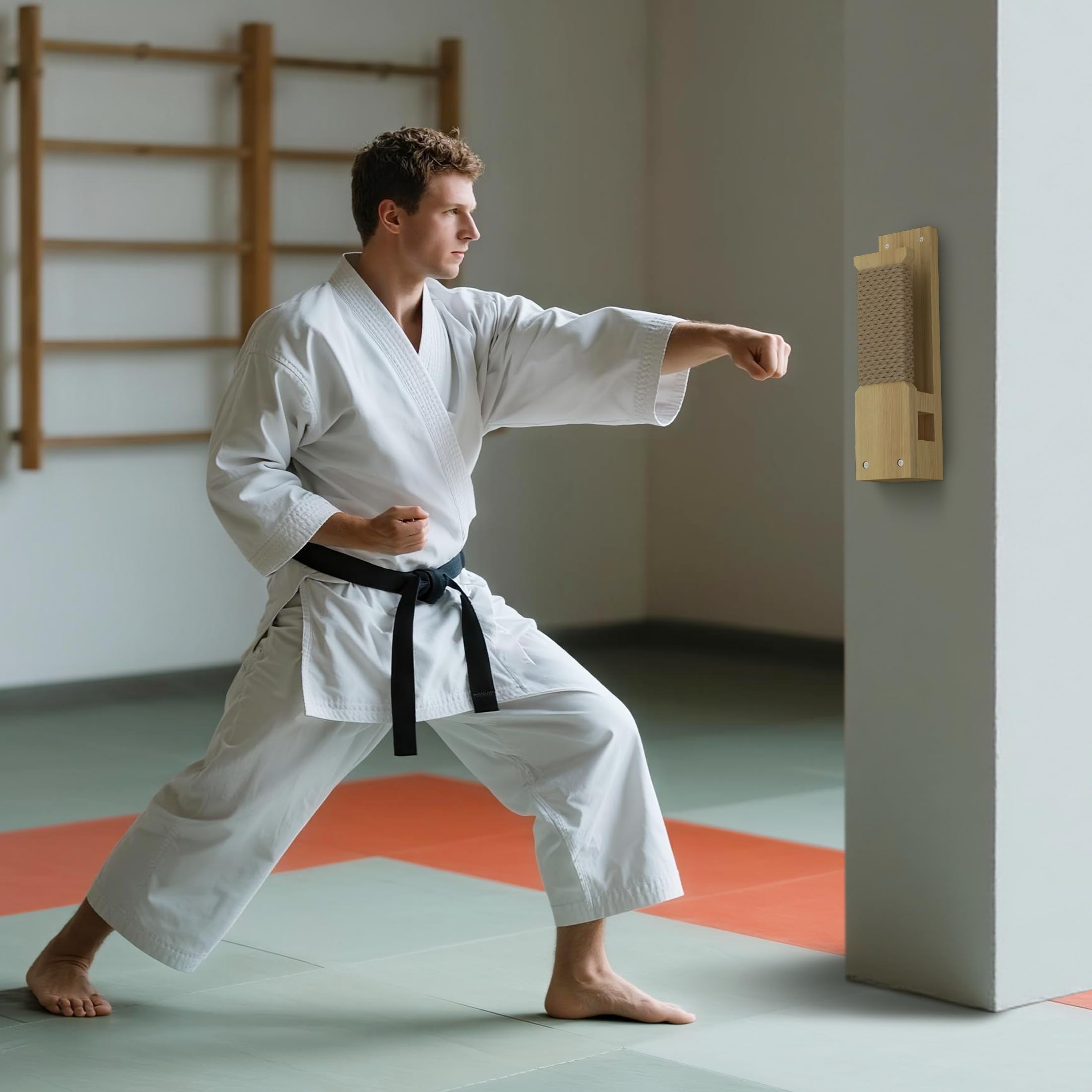 Soporte de Pared Makiwara 18 x 4.5 Pulgadas, Almohadilla de Golpe Tradicional Profesional