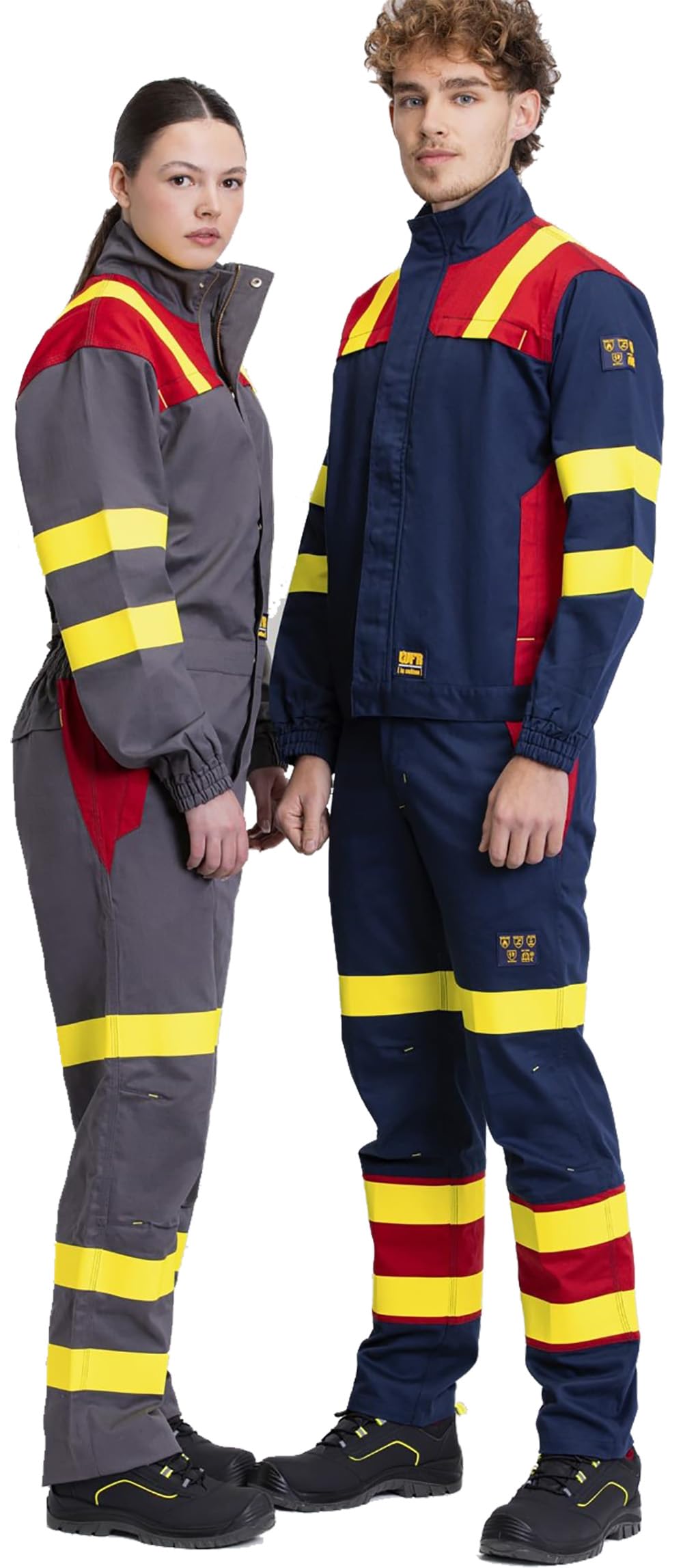 WORKTEAM C5099 Buzo o Mono Ignífugo Combinado, Antiestático con protección para Soldadura y Arco Eléctrico, Visibilidad Realzada, Cintas Fluorescentes Amarillas y Triple Costura. Unisex
