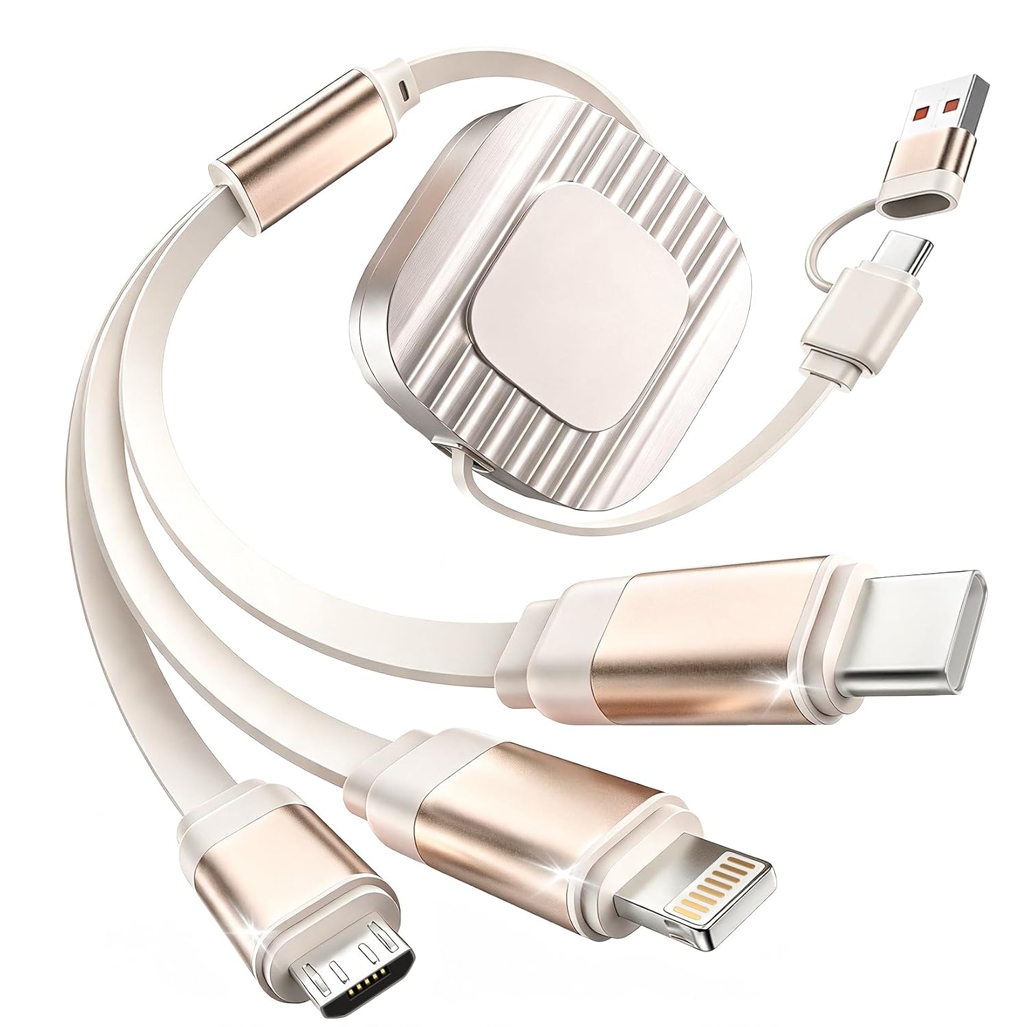 3 in 2 Multi Charging Cable, Retractable Car Charger for Multiple Devices