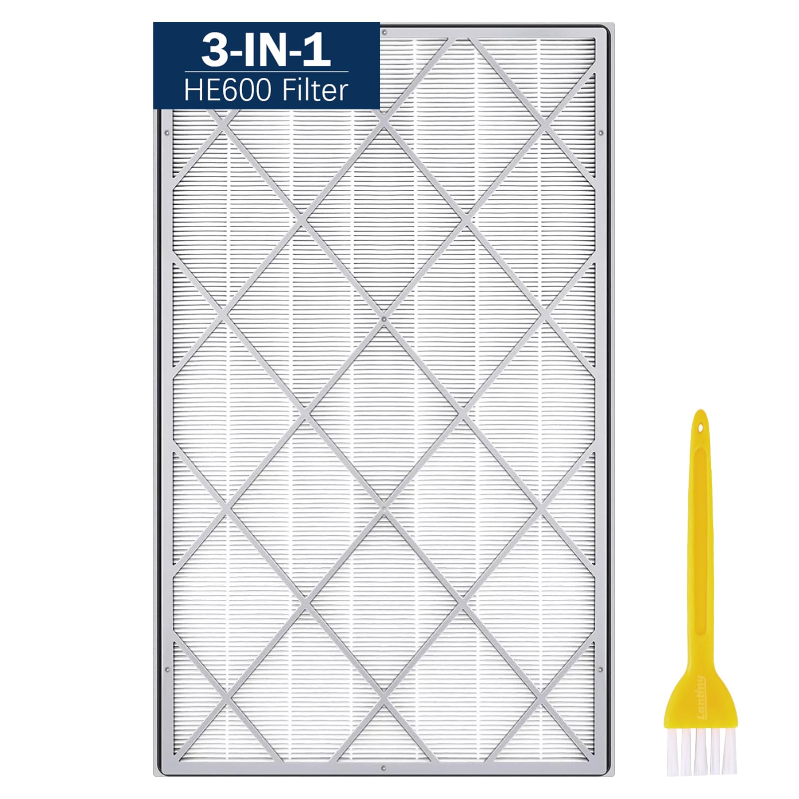 HE601 H13 True HEPA Replacement Filter Compatible with Shark Air Purifier 6(HE601 &HE602), HE6FKPET, 3-IN-1 H13 True HEPA for Shark HE601 Air Purifier Filter Replacement, 1 Pack