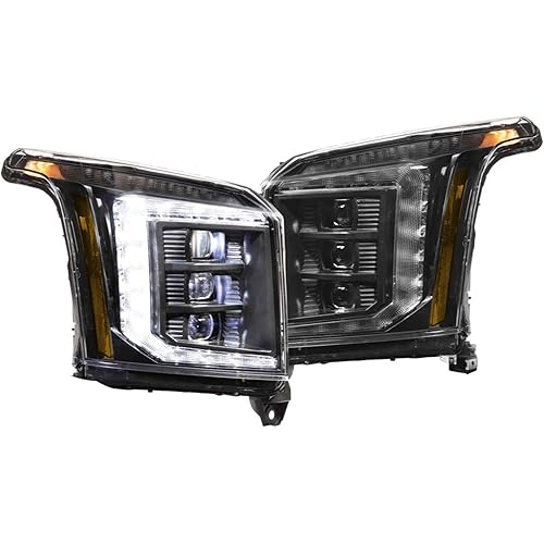 Morimoto XB LED Headlight Housing Upgrade, Fits 2015-2020 GMC Yukon, Pair of Plug and Play Headlight Assemblies with Switchback Sequential Turn Signals & UV Coated Lens (1x LF545)