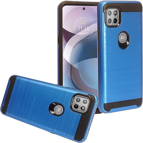 Para Motorola One 5G Ace XT2113, Moto One 5G Ace (2021) - Funda de teléfono estilo cepillado - CS3 Azul