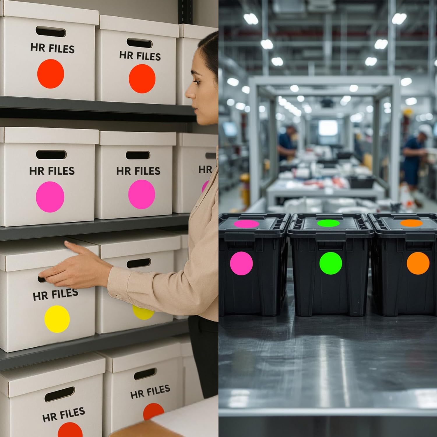 ChromaLabel 3 Inch Circle Sticker Labels, Small Removable Stickers, 500 Color Coding Dot Stickers per Roll, Fluorescent Pink