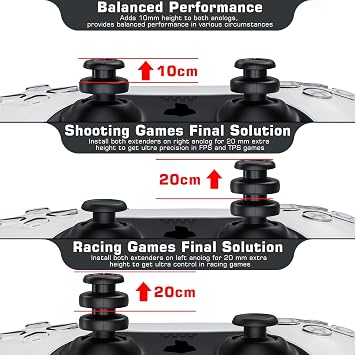 NO Falling Off Thumbstick Extender & Silikon Kavrama Kapağı PS5 ve PS4 Denetleyicisi için 2 Takım (Hayalet Mavisi)