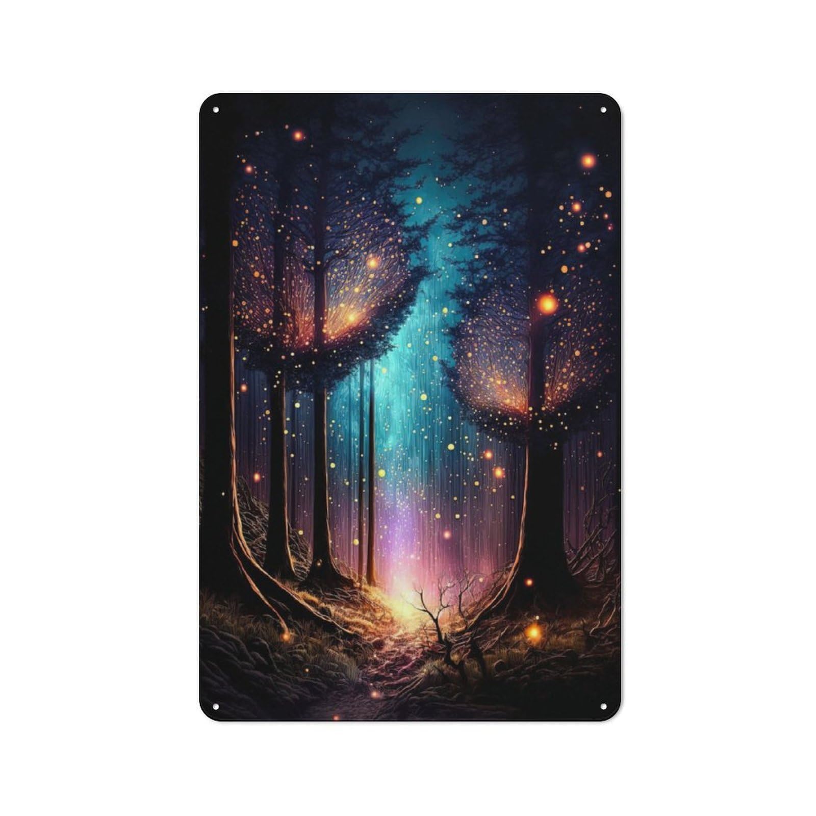 Junmoney Fantasy Forest 30X20cm Retro Metal Sign With For Café Or Restaurant, For Collectors Decorating Cafés And Restaurants