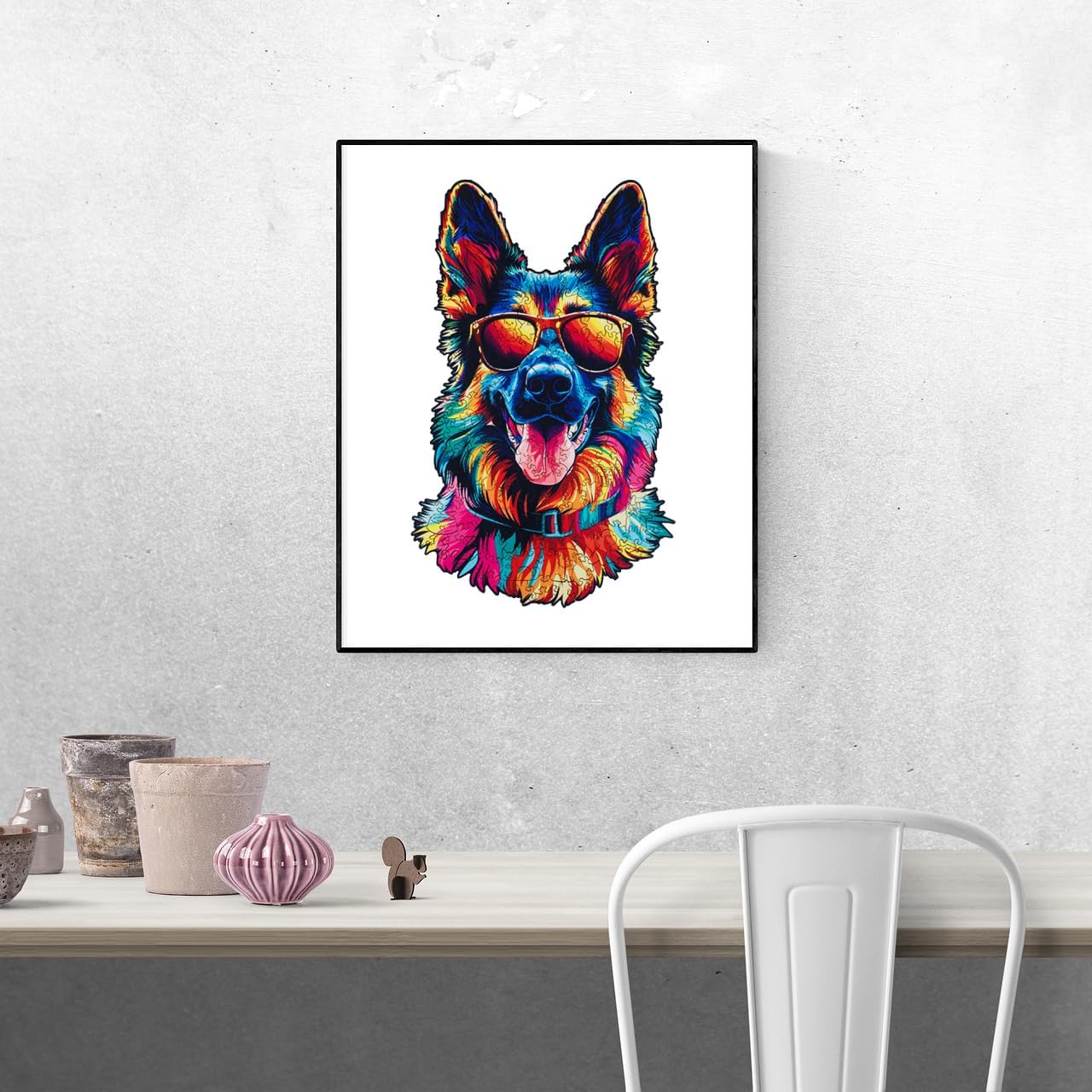 Wooden Puzzles for Adults - Cool Dog 200 Pieces of 5mm. Unique Animal Shaped Wood Puzzles Adult and Kids, for Puzzle Lovers, Wooden Jigsaw Puzzles for Adults, (8x13in)